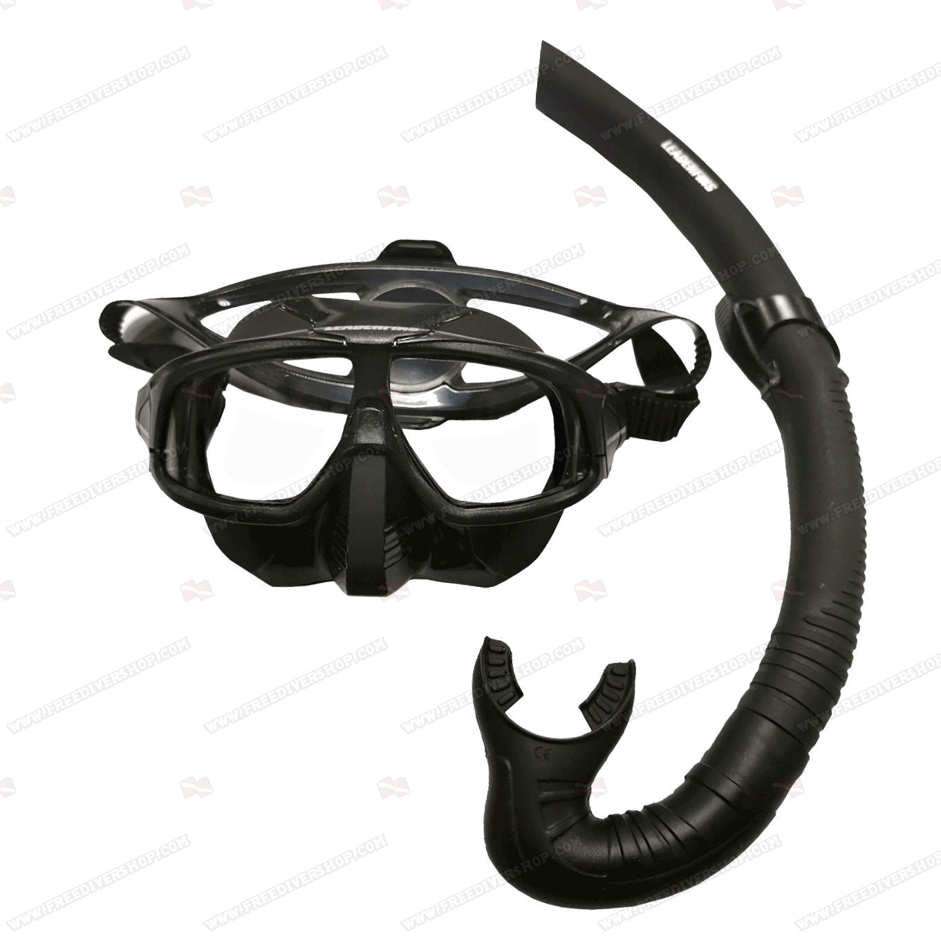 Framless spearfish mask and snorkel set Black Silicone snorkel diving mask set 